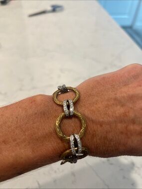 Stephen Dweck Diamond mixed metal link bracelet Neiman Marcus estate jewelry
